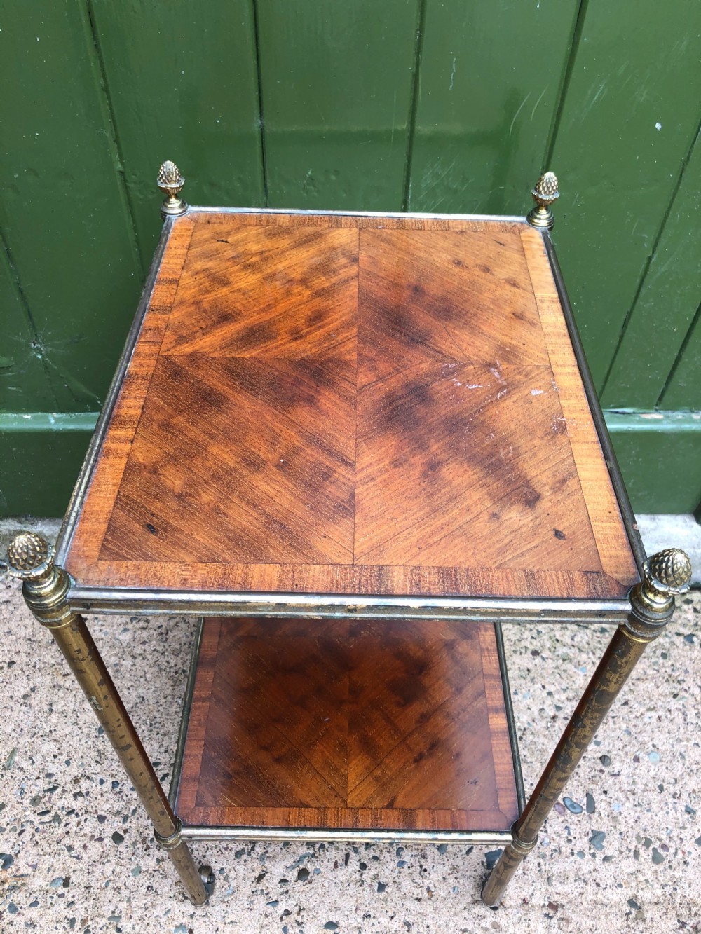 Early C19th Regency period brass-framed mahogany 2-tier rectangular etagere . View IX