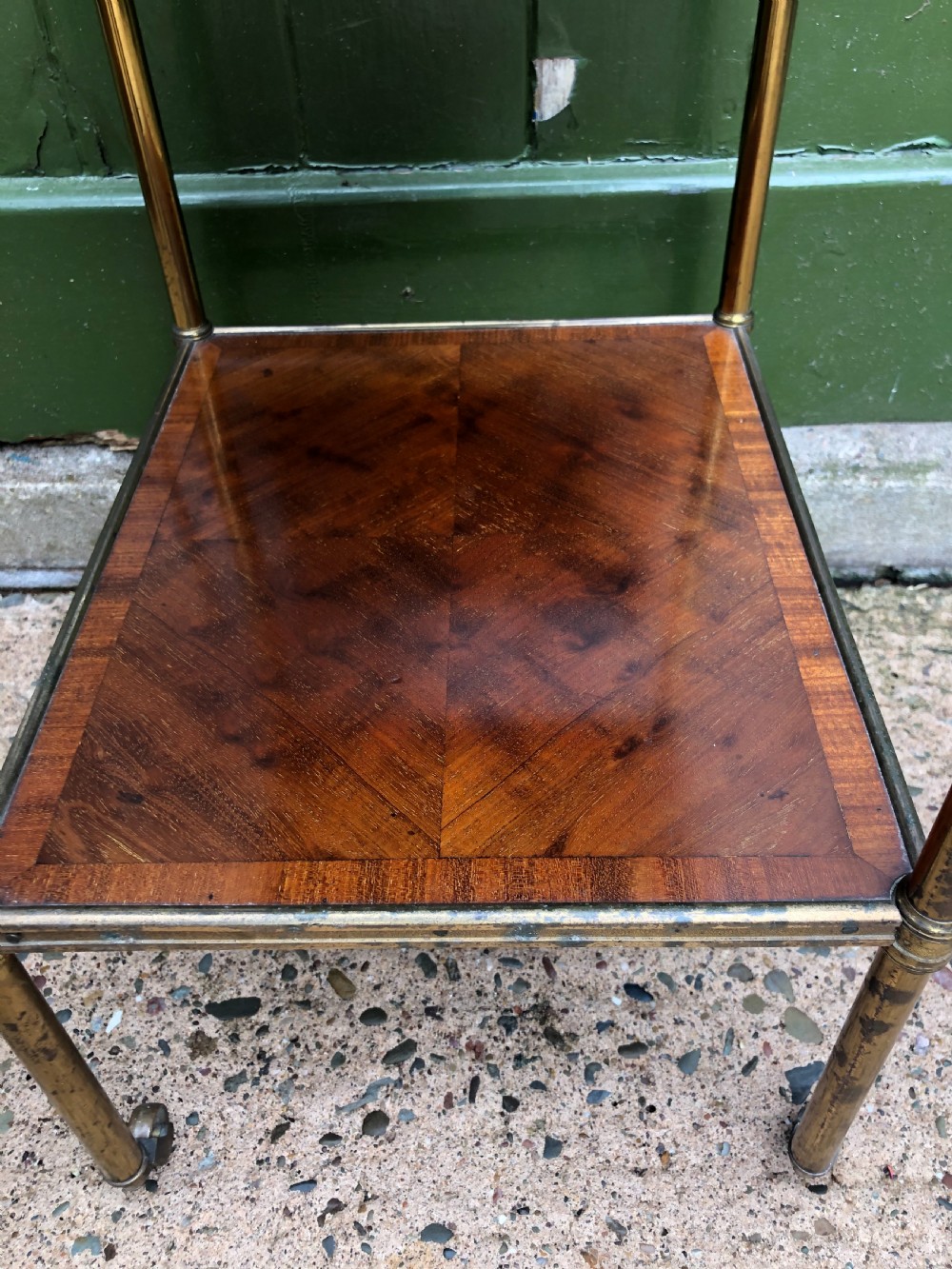 Early C19th Regency period brass-framed mahogany 2-tier rectangular etagere . View XI