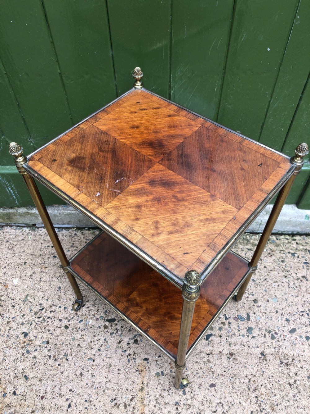 Early C19th Regency period brass-framed mahogany 2-tier rectangular etagere . View XII