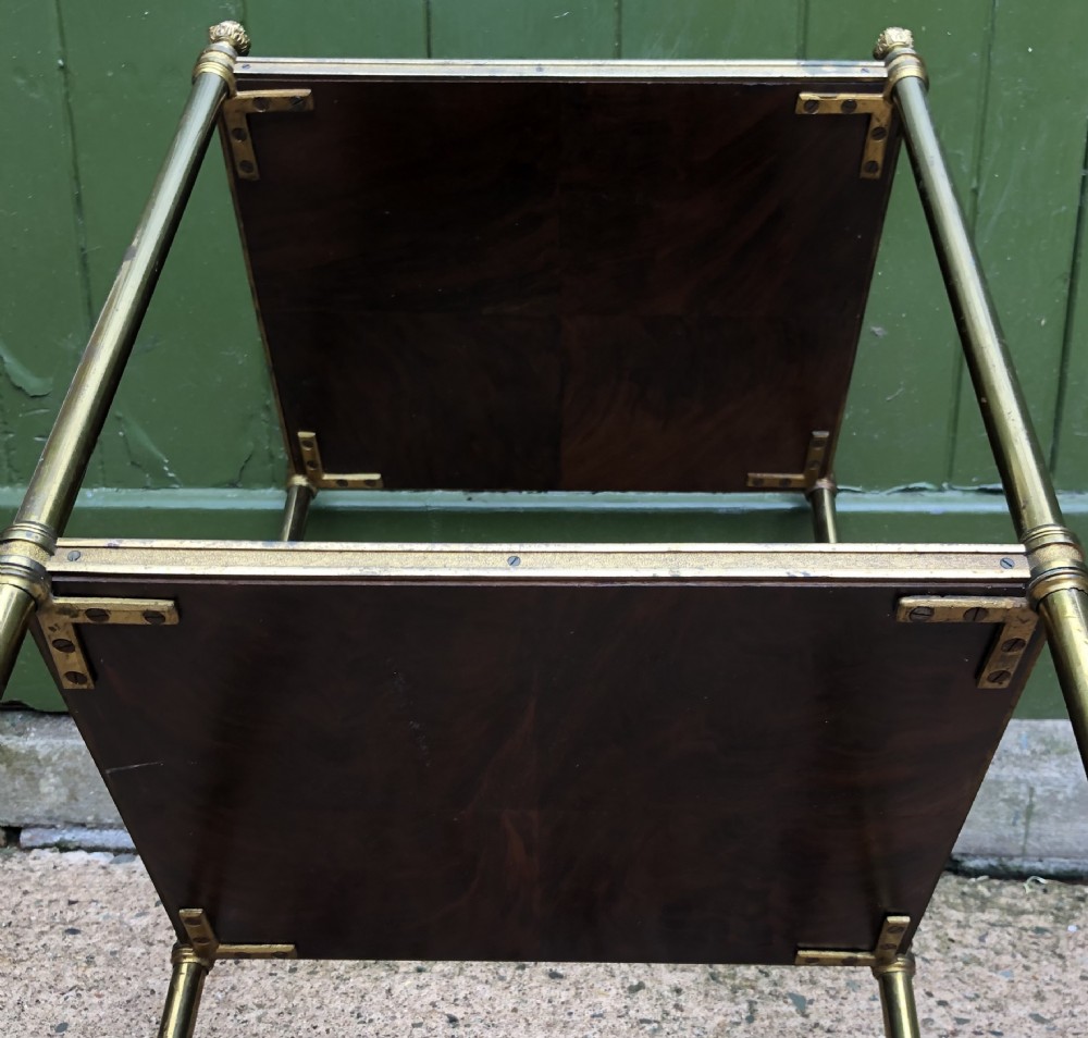 Early C19th Regency period brass-framed mahogany 2-tier rectangular etagere . View XIV