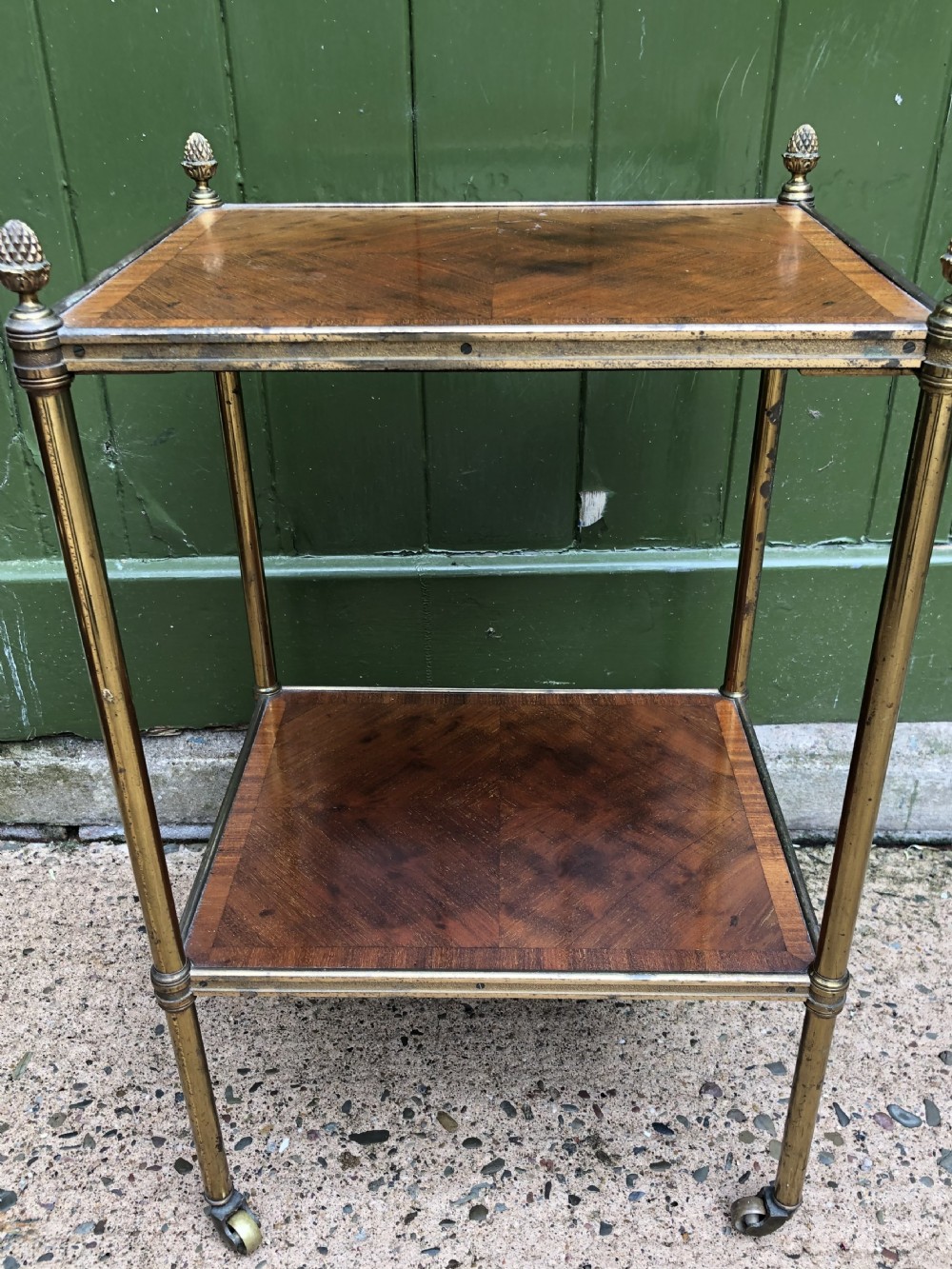 Early C19th Regency period brass-framed mahogany 2-tier rectangular etagere . View XIX