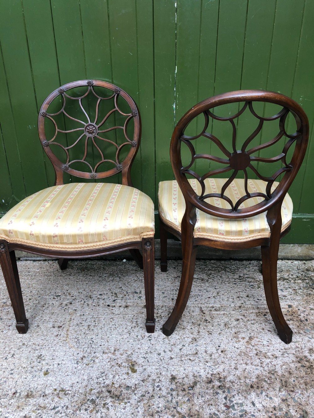 Pair of early C20th mahogany side chairs of C18th George III period design . View IV