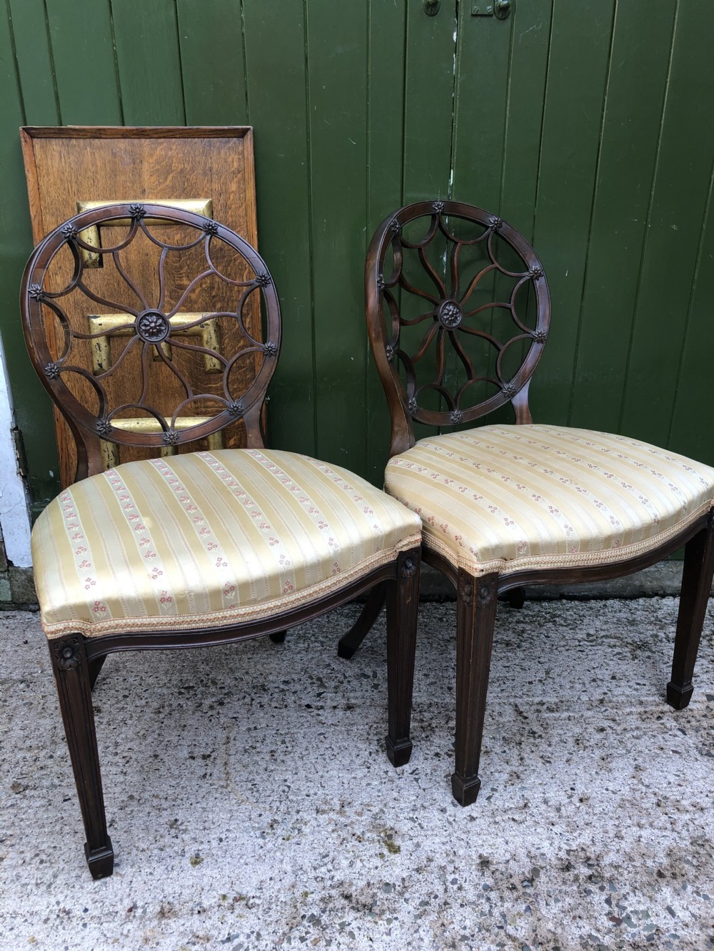 Pair of early C20th mahogany side chairs of C18th George III period design . View XII