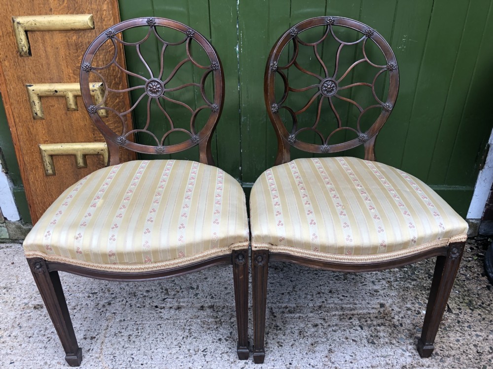 Pair of early C20th mahogany side chairs of C18th George III period design . View XV