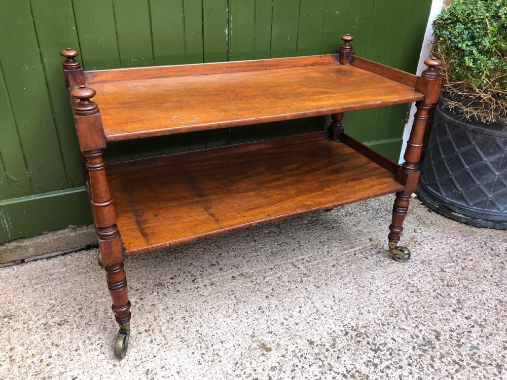 Early C19th George IV period mahogany 2-tier rectangular low buffet or etagere . View X