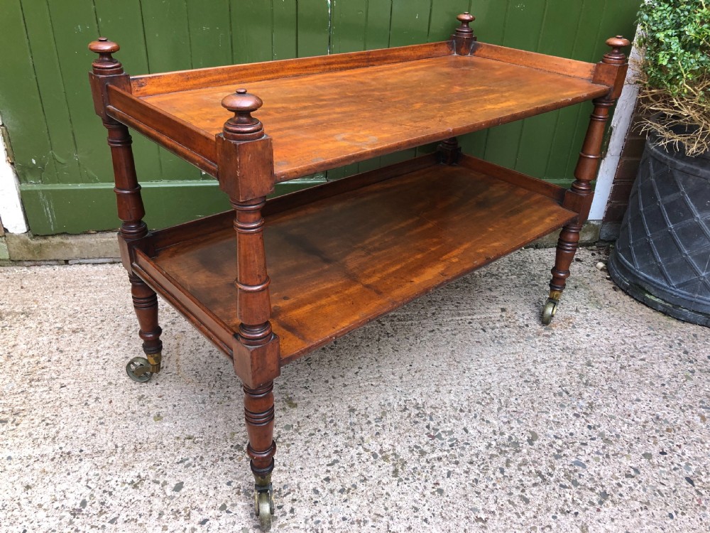 Early C19th George IV period mahogany 2-tier rectangular low buffet or etagere . View XI