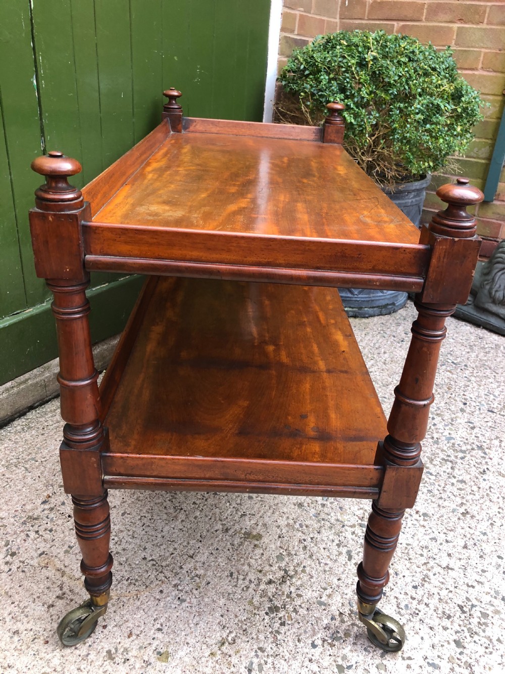 Early C19th George IV period mahogany 2-tier rectangular low buffet or etagere . View XII