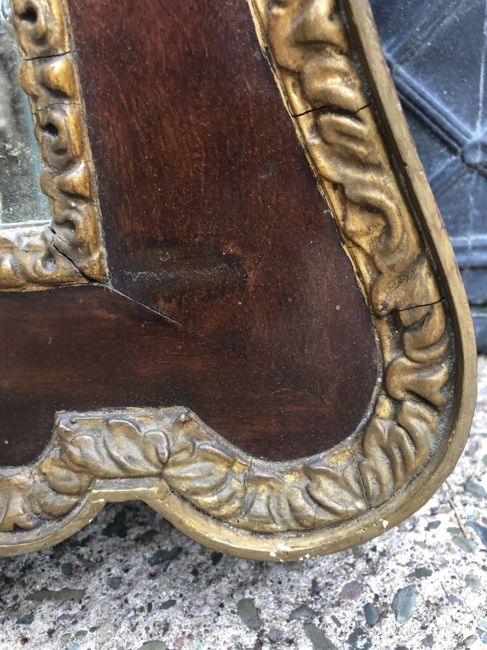 C19th George II period revival walnut and parcel-gilt framed mirror of impressive proportions. View XIII