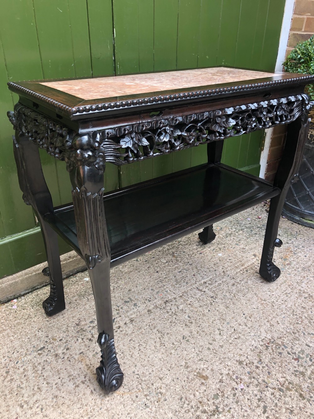 Late C19th Chinese Qing Dynasty carved hardwood rectangular centre or hall table . View III
