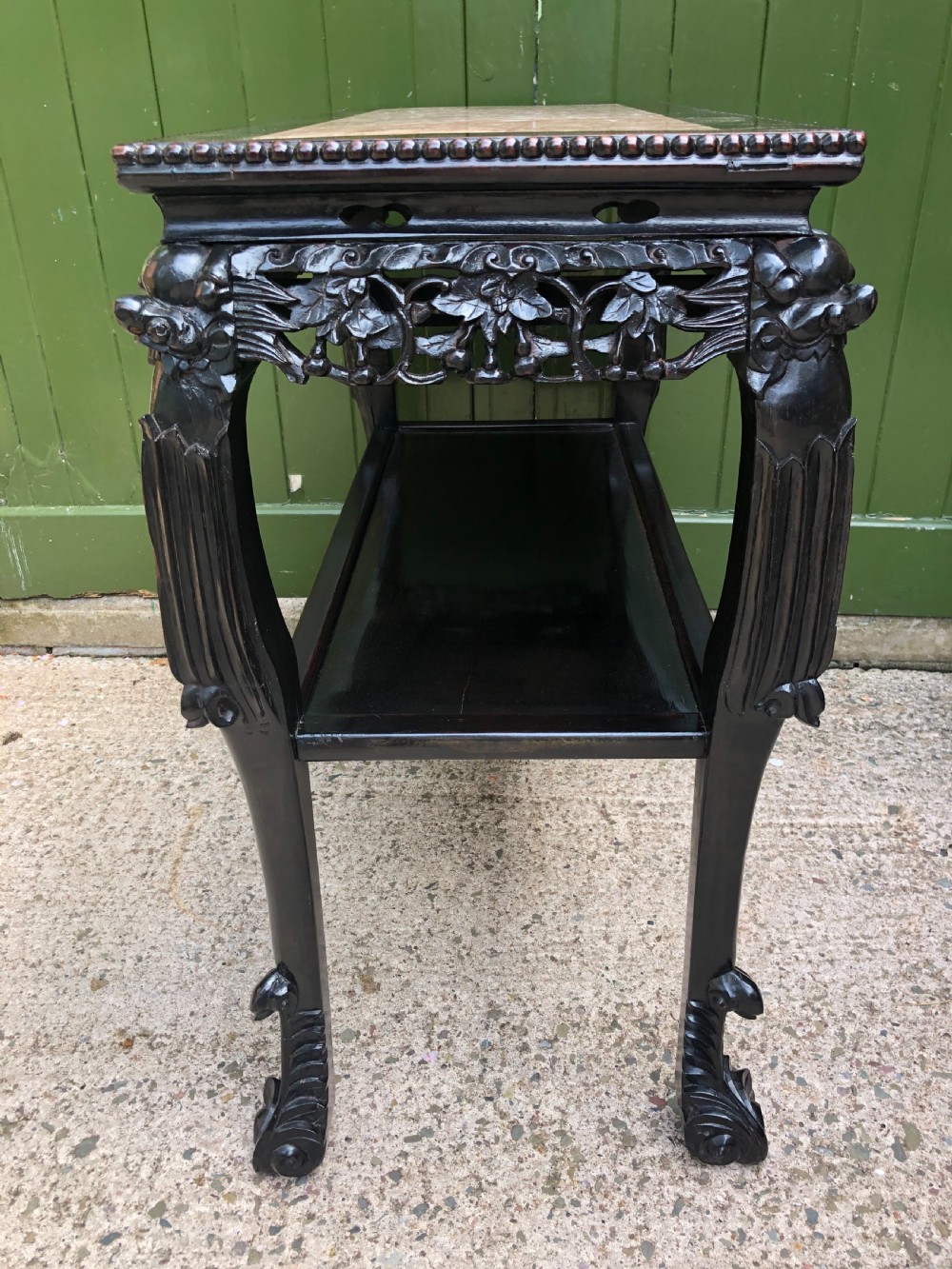 Late C19th Chinese Qing Dynasty carved hardwood rectangular centre or hall table . View VIII