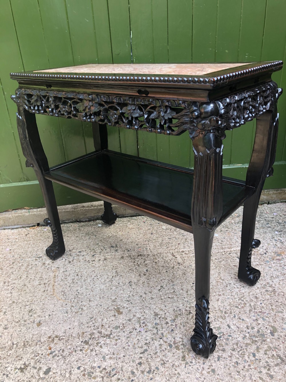 Late C19th Chinese Qing Dynasty carved hardwood rectangular centre or hall table . View IX