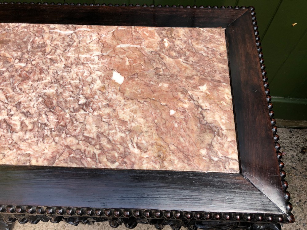 Late C19th Chinese Qing Dynasty carved hardwood rectangular centre or hall table . View XV