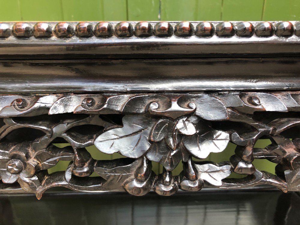 Late C19th Chinese Qing Dynasty carved hardwood rectangular centre or hall table . View XVII