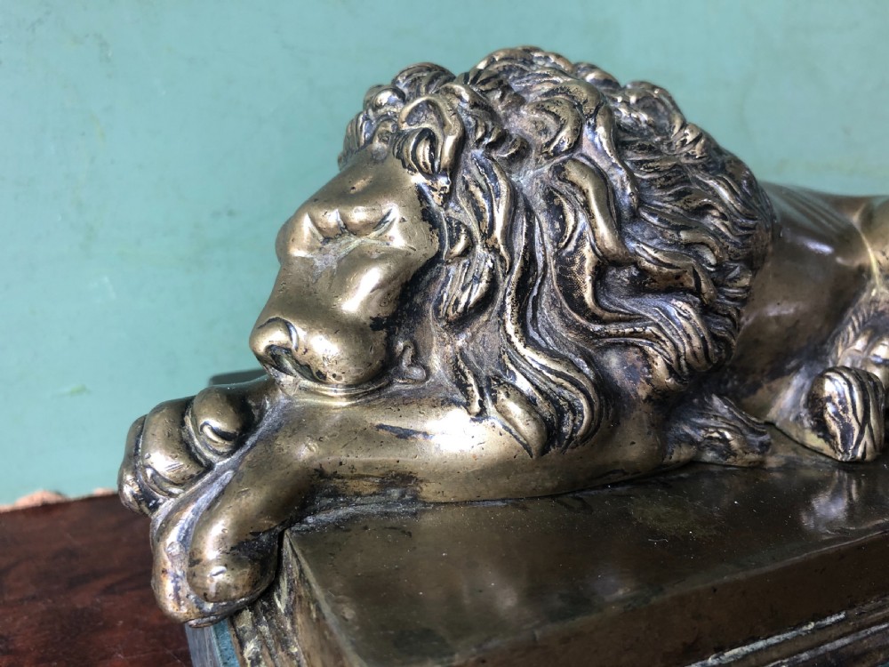 Pair of early C19th Italian ‘Grand Tour’ souvenir bronze lions after Antonio Canova. View VI