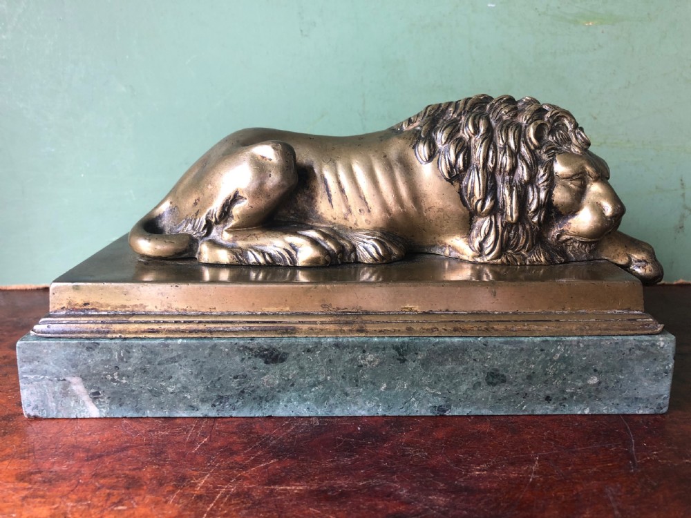 Pair of early C19th Italian ‘Grand Tour’ souvenir bronze lions after Antonio Canova. View IX