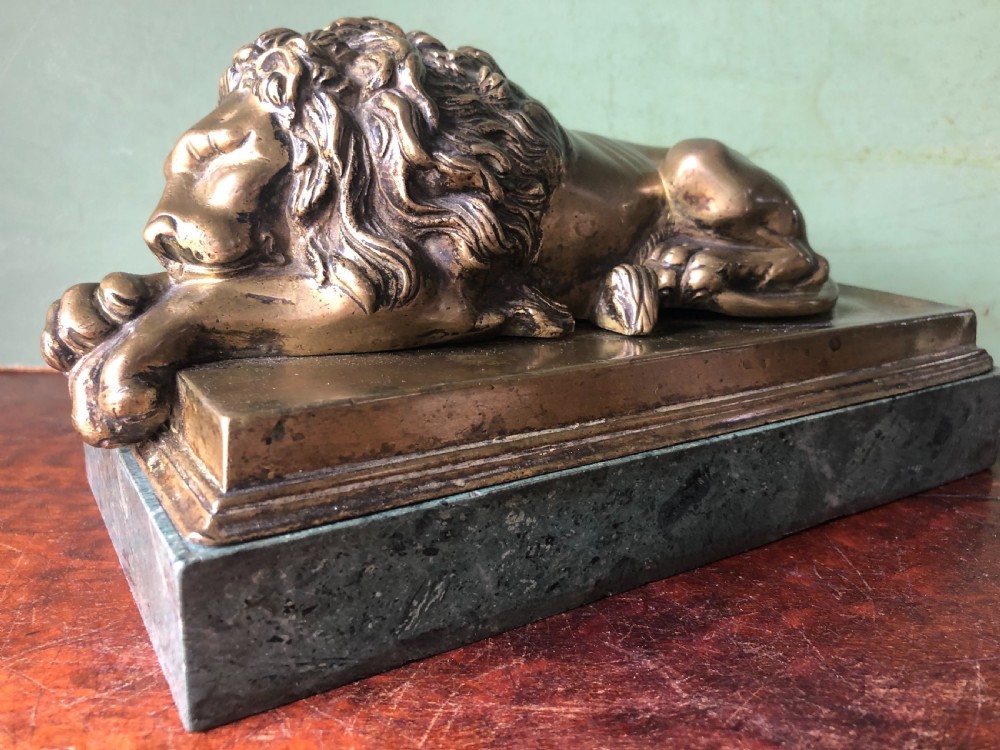 Pair of early C19th Italian ‘Grand Tour’ souvenir bronze lions after Antonio Canova. View XV