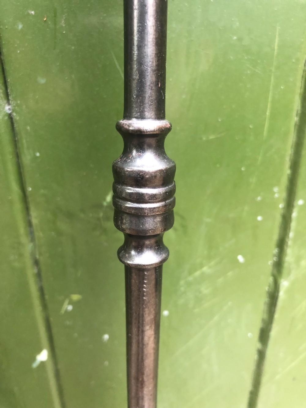 Rare pair of late C18th George III period ‘country-house’ steel fire-place log forks . View IV