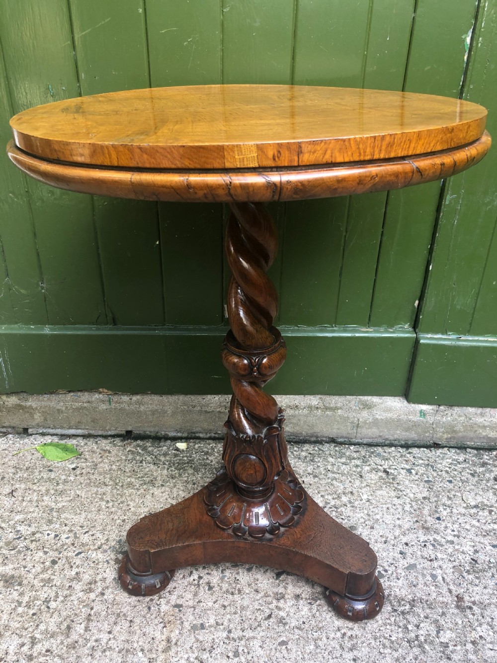 Scarce mid C19th burr and pollard oak circular top occasional table . 