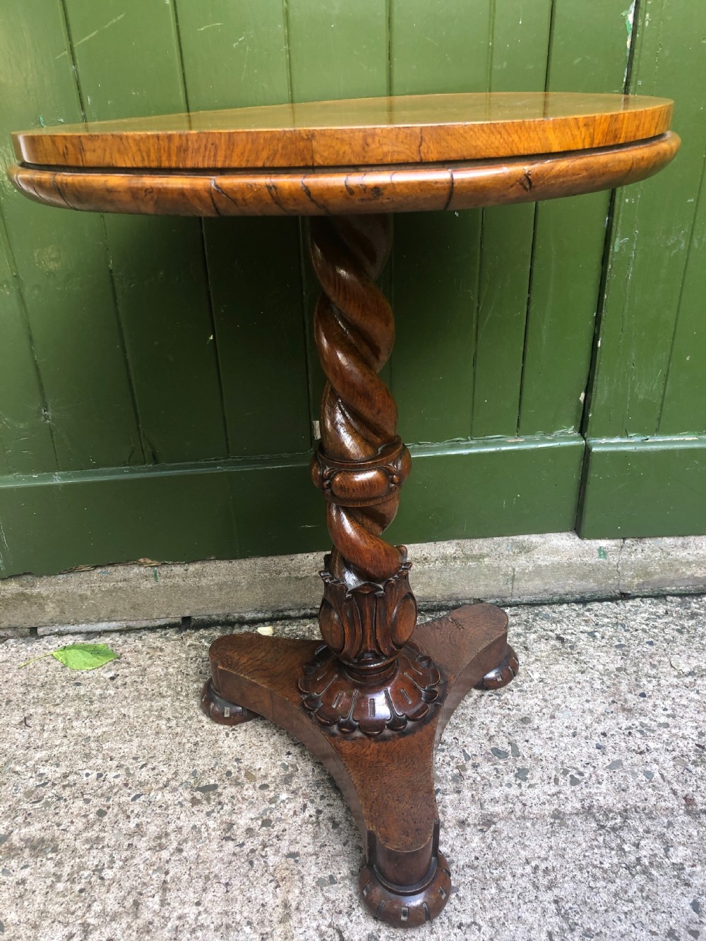 Scarce mid C19th burr and pollard oak circular top occasional table .  View III