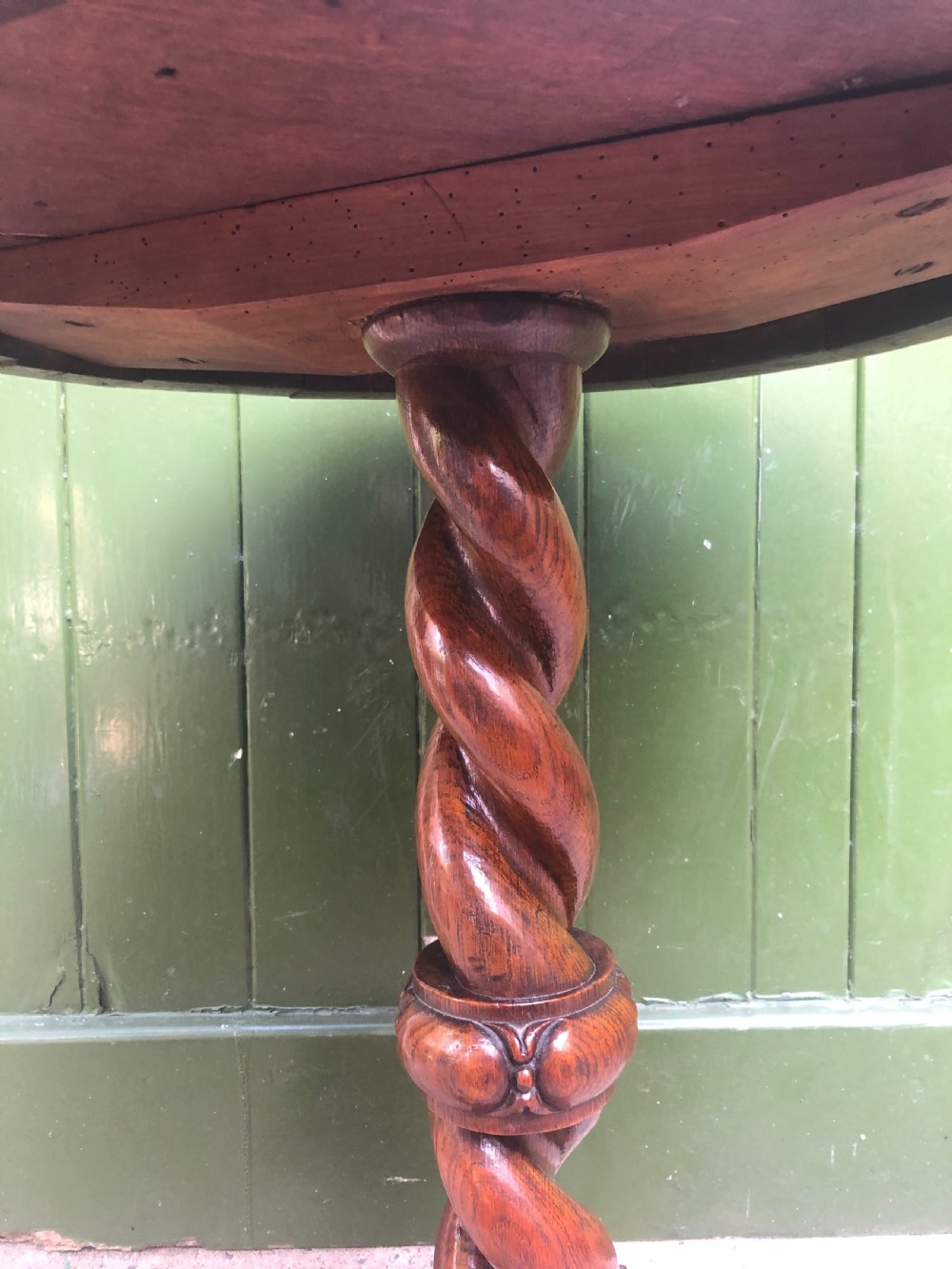 Scarce mid C19th burr and pollard oak circular top occasional table .  View IV