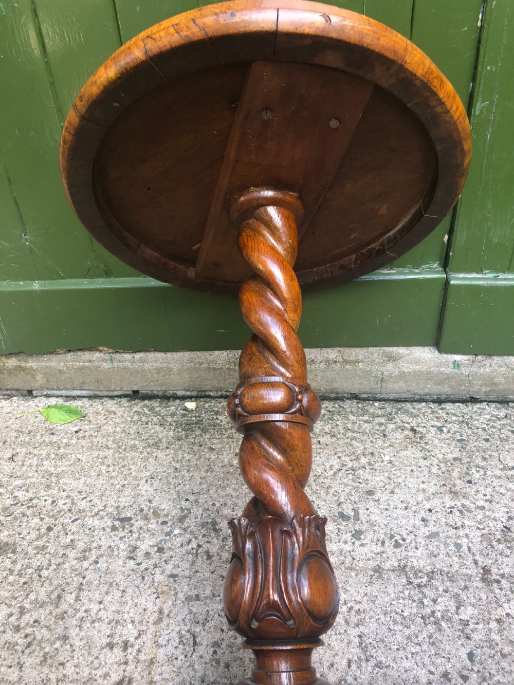 Scarce mid C19th burr and pollard oak circular top occasional table .  View V