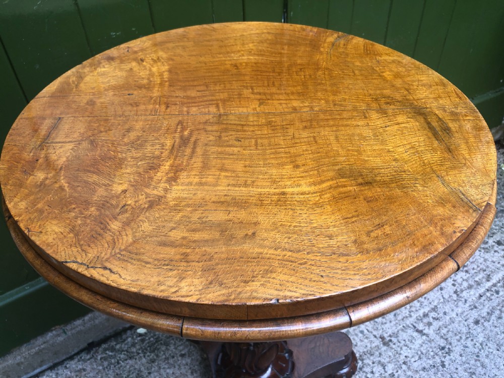 Scarce mid C19th burr and pollard oak circular top occasional table .  View VII