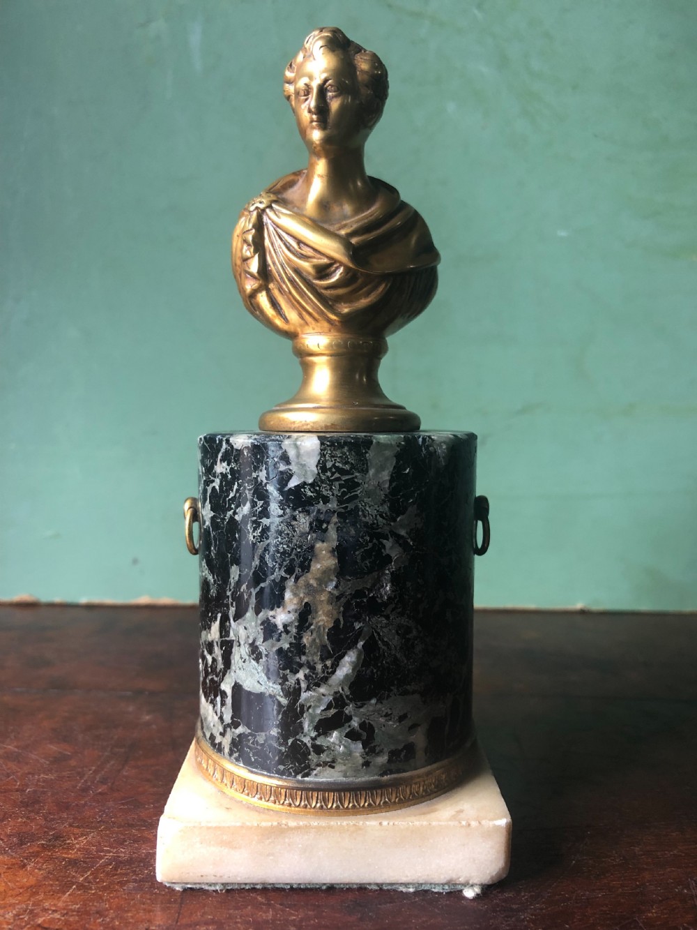 Pair of early C19th Regency period gilt bronze bust studies of Sir Walter Scott and Robert Burns on marble bases .  View XI