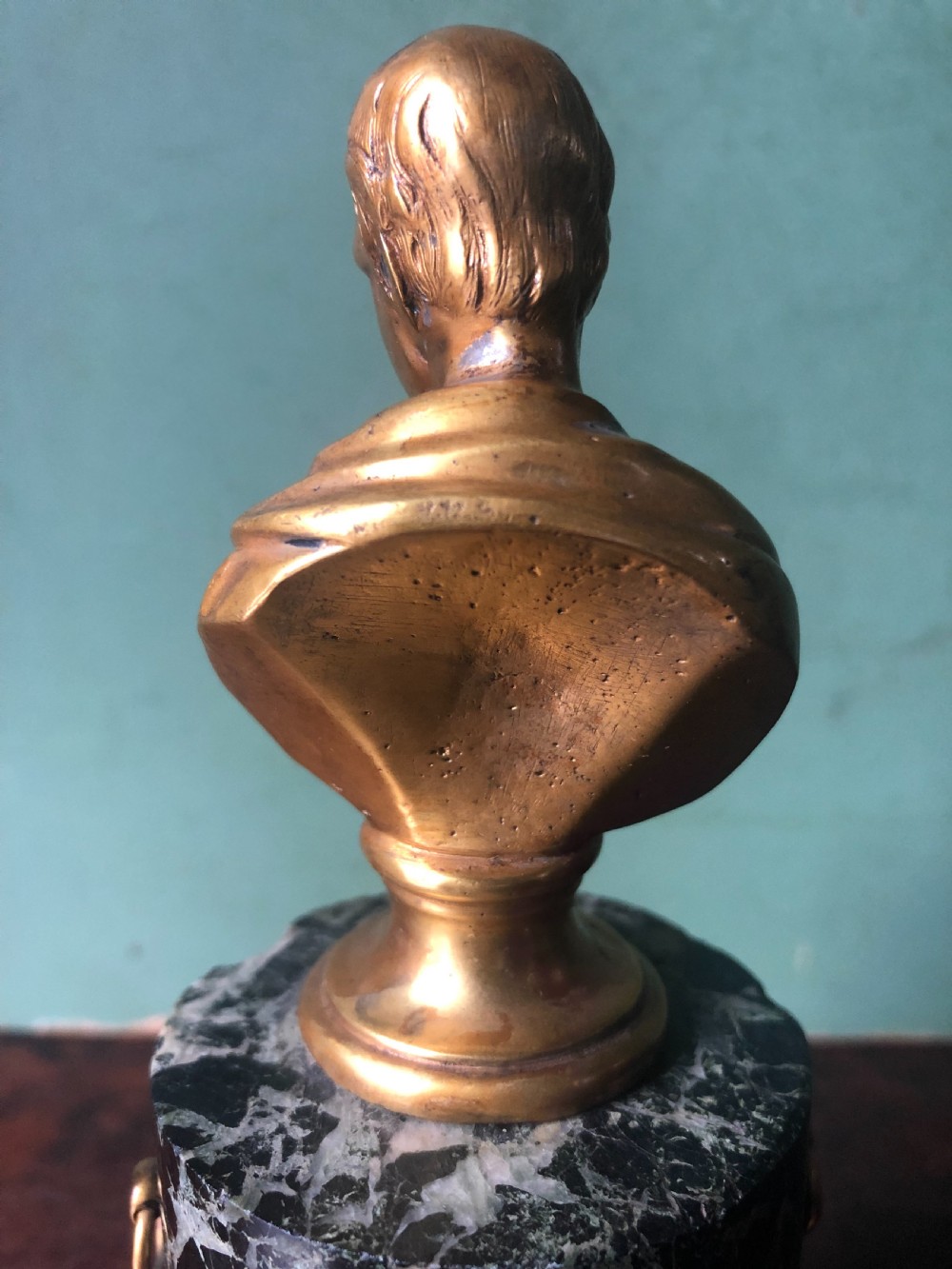 Pair of early C19th Regency period gilt bronze bust studies of Sir Walter Scott and Robert Burns on marble bases .  View XVI