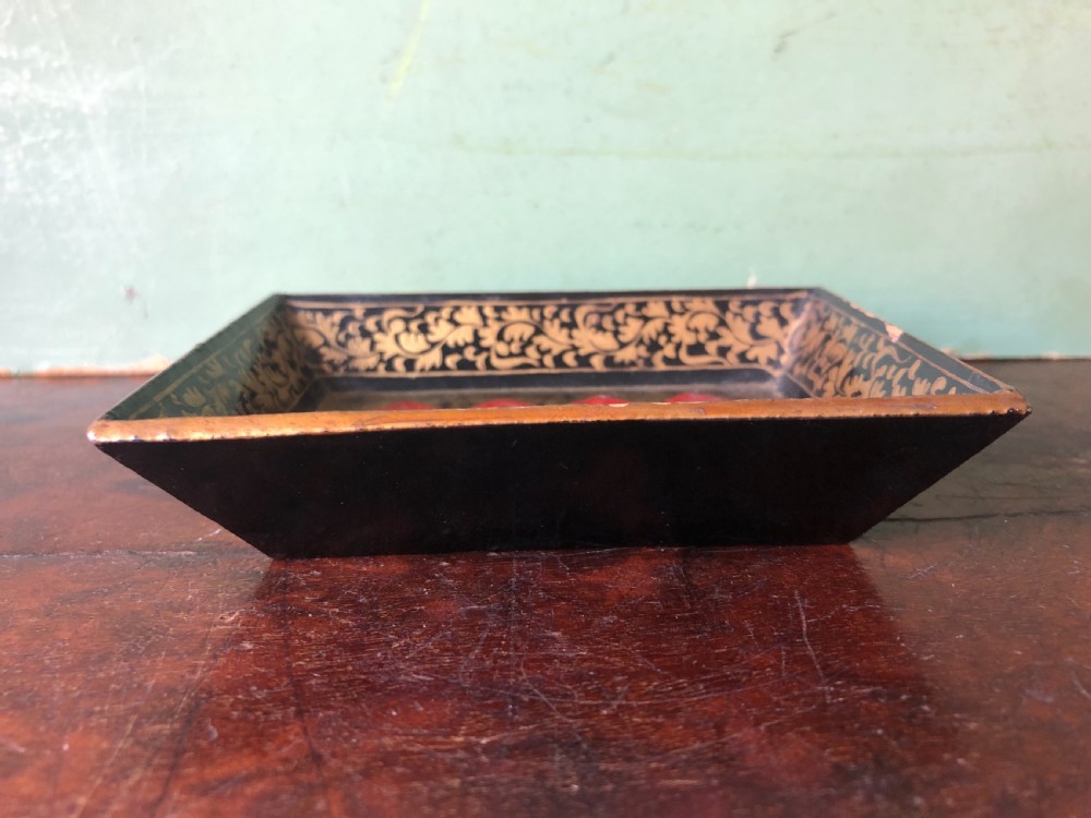 Interesting and decorative set of 7 mid C19th Chinese Export lacquer miniature trays for holding gambling chips . View XVI