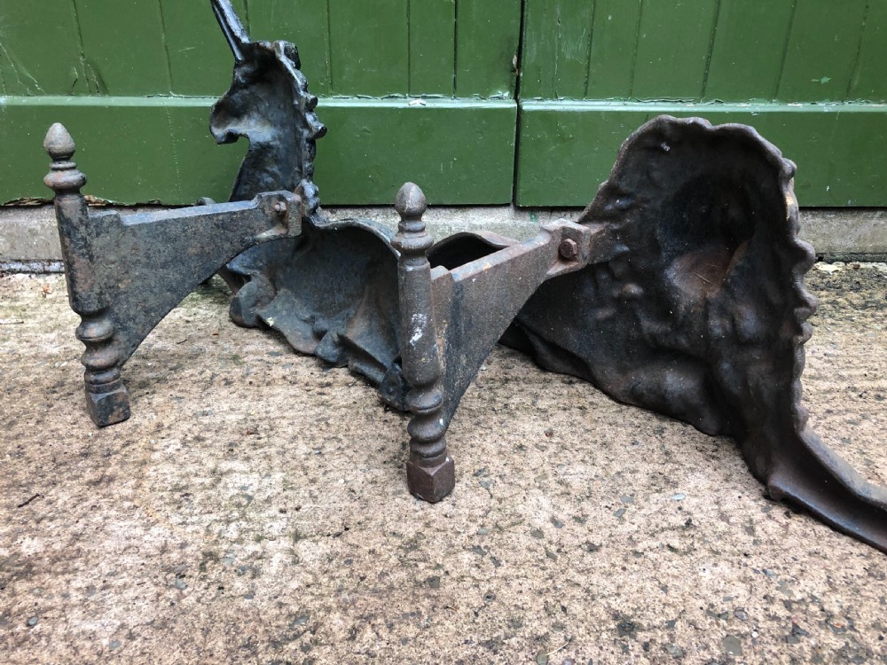 Pair of mid C19th cast-iron boot-scrapers in the form of a recumbent lion and a unicorn .  View VI