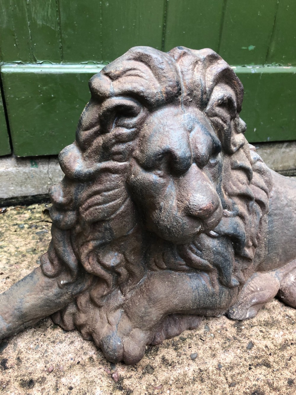 Pair of mid C19th cast-iron boot-scrapers in the form of a recumbent lion and a unicorn .  View XI