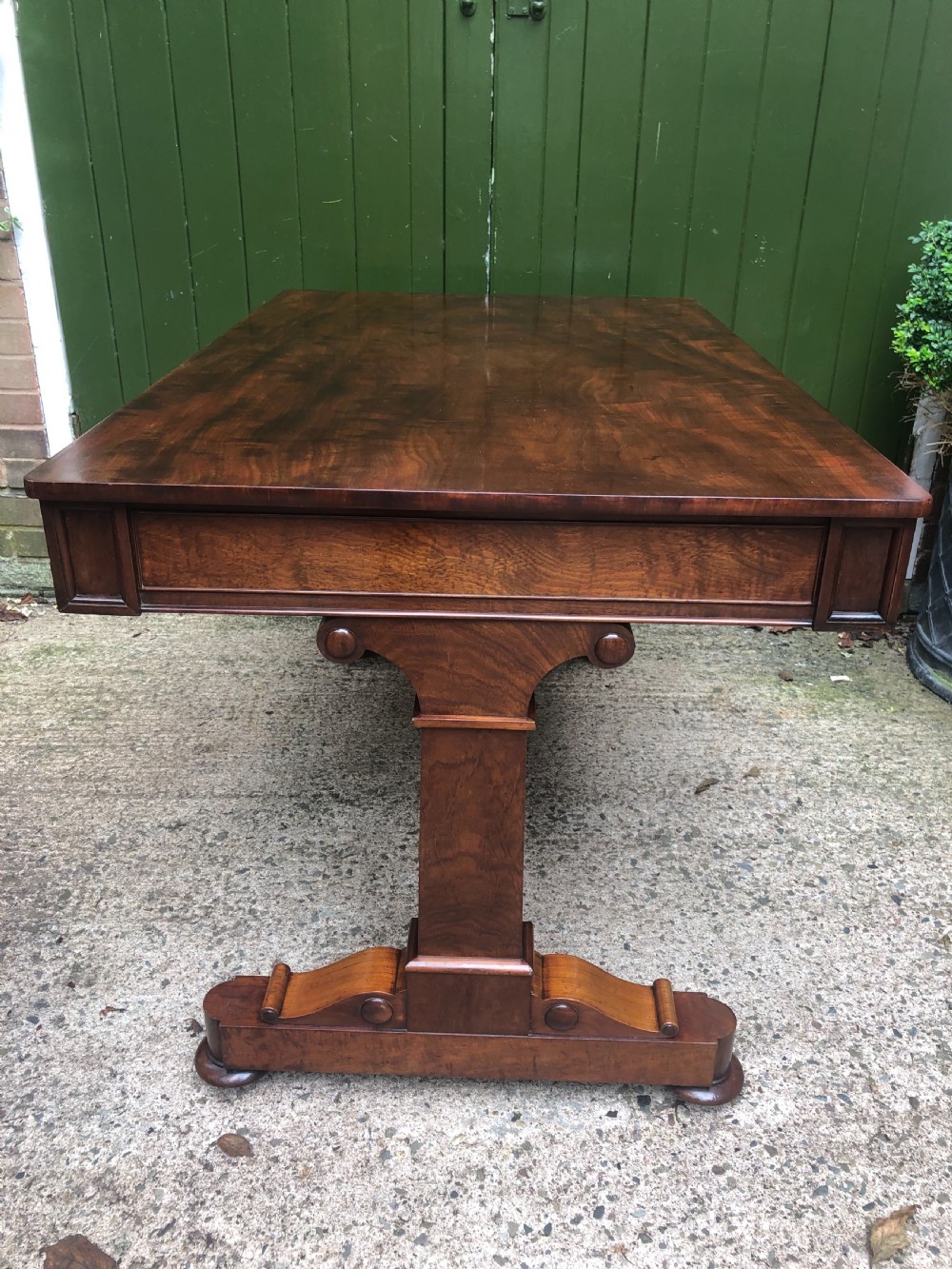 Early C19th George IV period mahogany library or writing table of free-standing form . View XII