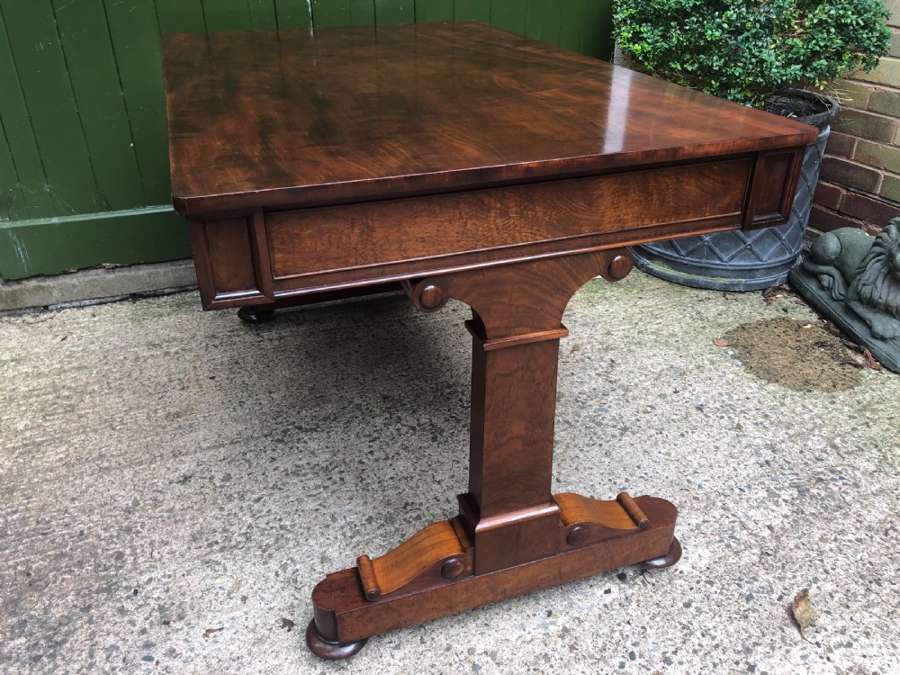 Early C19th George IV period mahogany library or writing table of free-standing form . View XIII