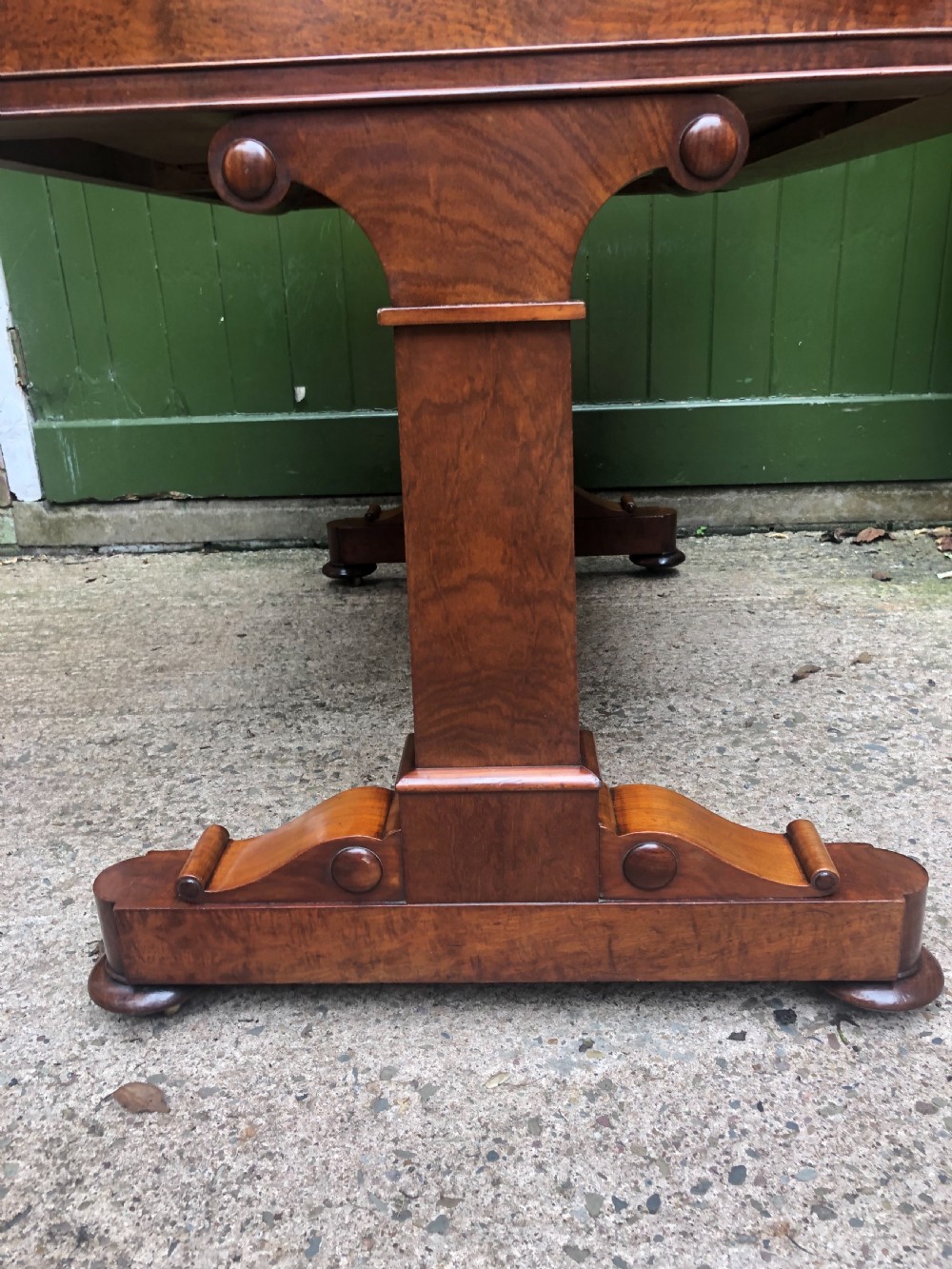 Early C19th George IV period mahogany library or writing table of free-standing form . View XIV