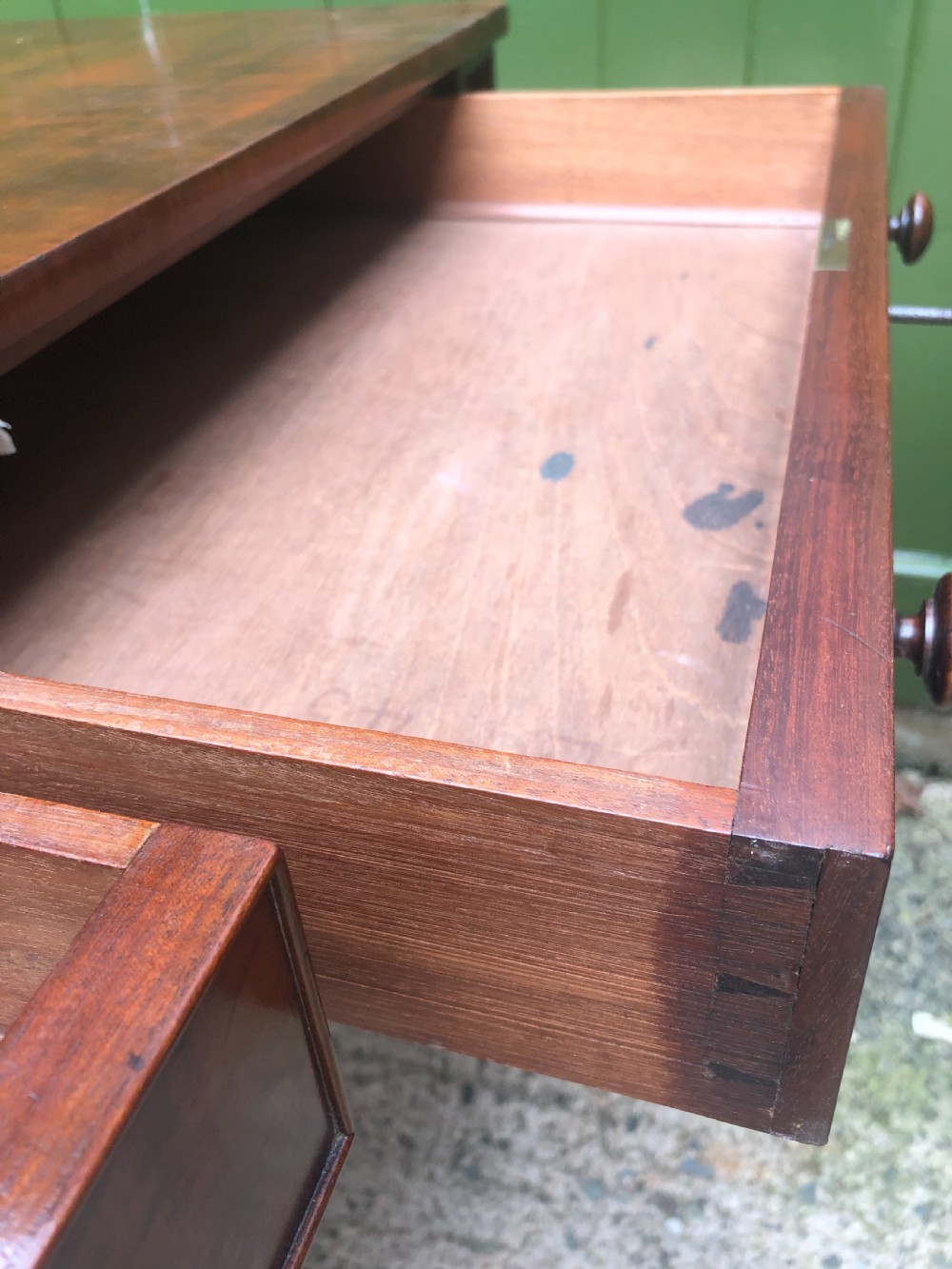 Early C19th George IV period mahogany library or writing table of free-standing form . View XVII