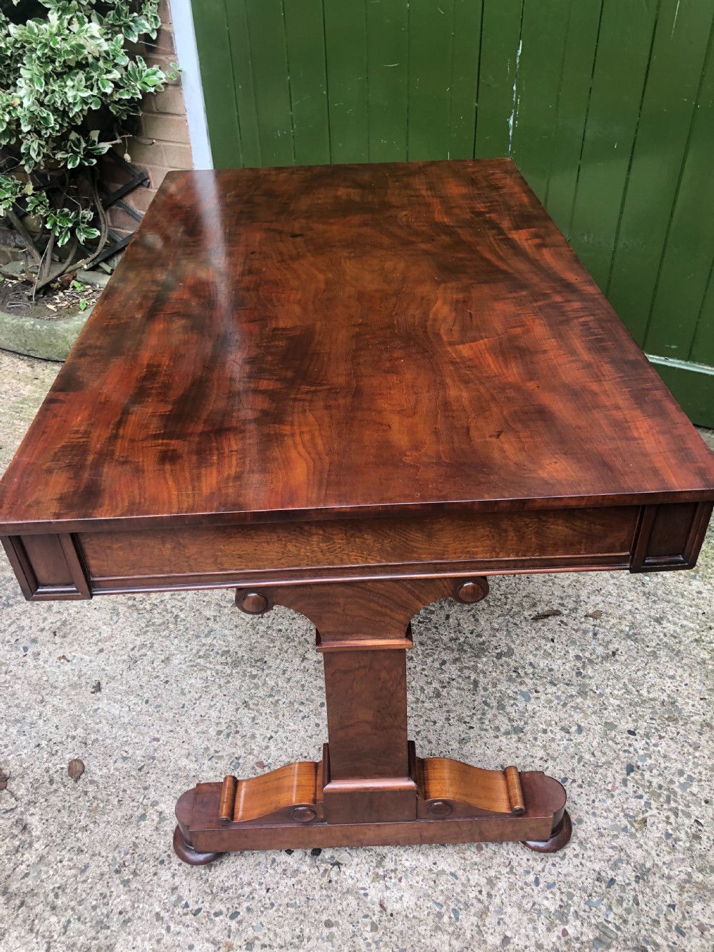 Early C19th George IV period mahogany library or writing table of free-standing form . View XX