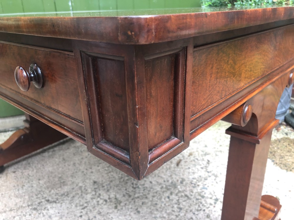 Early C19th George IV period mahogany library or writing table of free-standing form . View XXIII