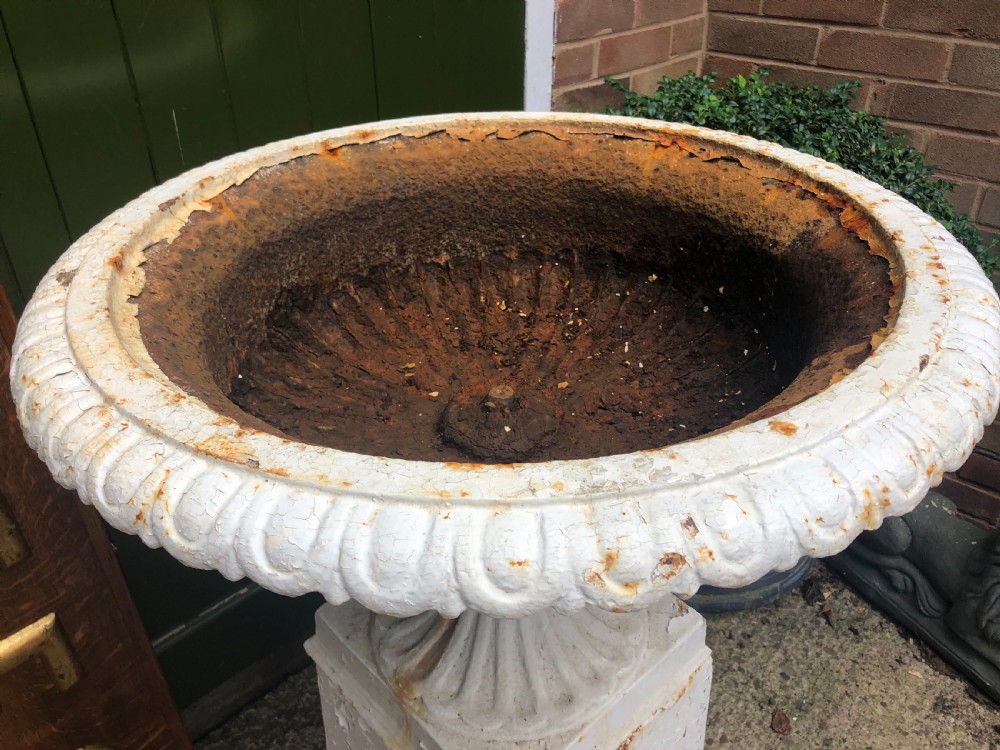 Pair of impressive early C19th cast-iron  terrace or garden vases of imposing scale. View III