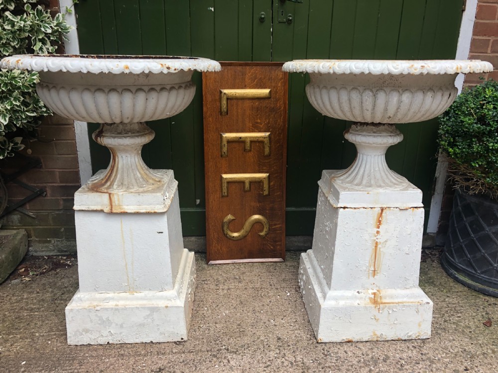 Pair of impressive early C19th cast-iron  terrace or garden vases of imposing scale. View IX