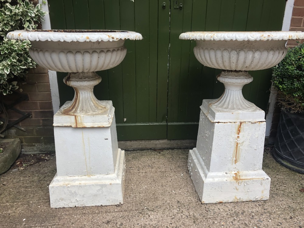 Pair of impressive early C19th cast-iron  terrace or garden vases of imposing scale. View XVI