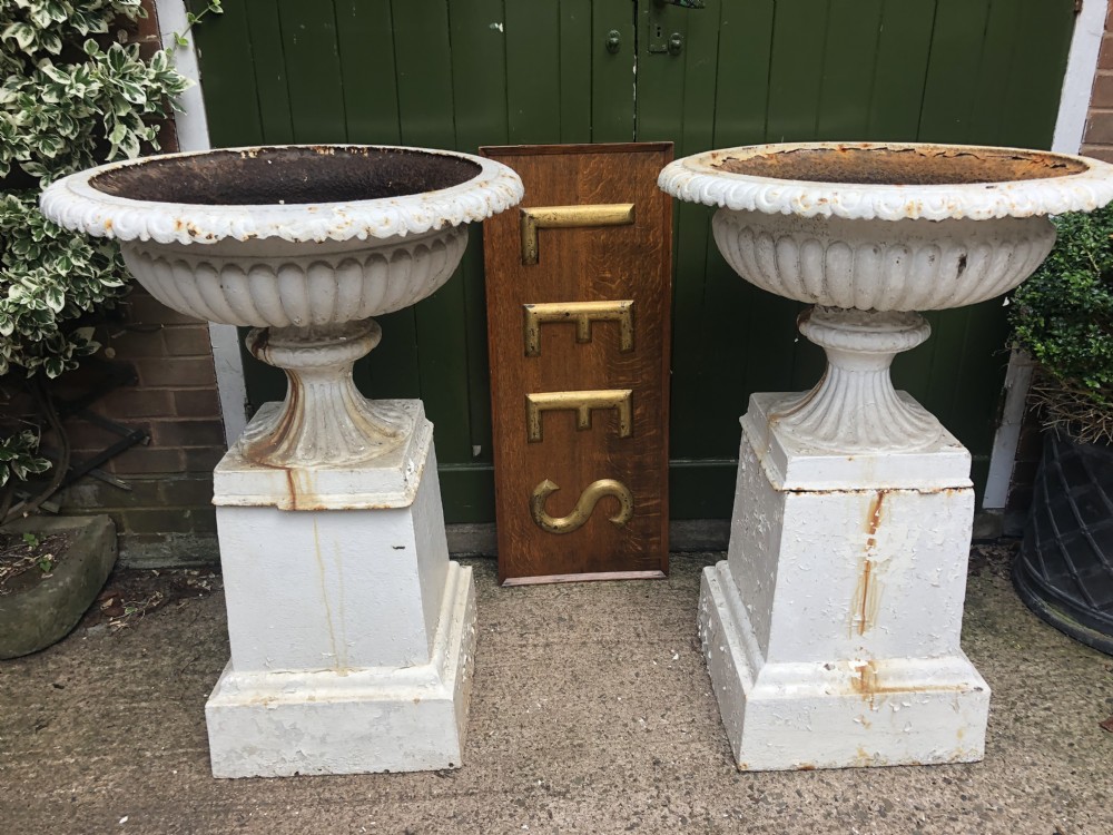 Pair of impressive early C19th cast-iron  terrace or garden vases of imposing scale. View XVII