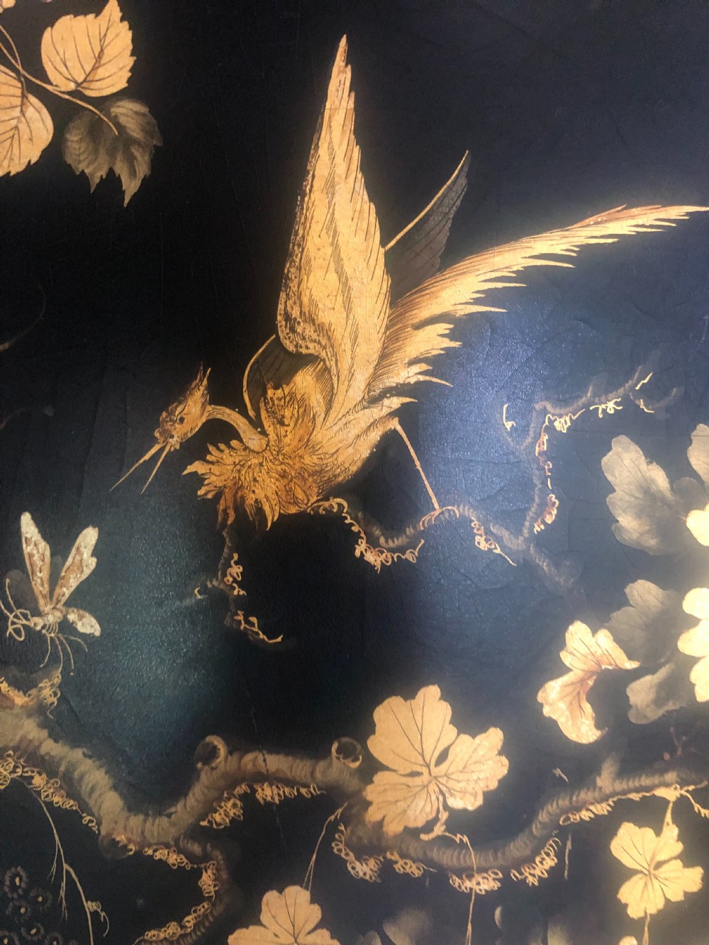 Early C19th Regency period black lacquered papier-mâché rectangular tray with gilded Chinoiserie decoration. View III
