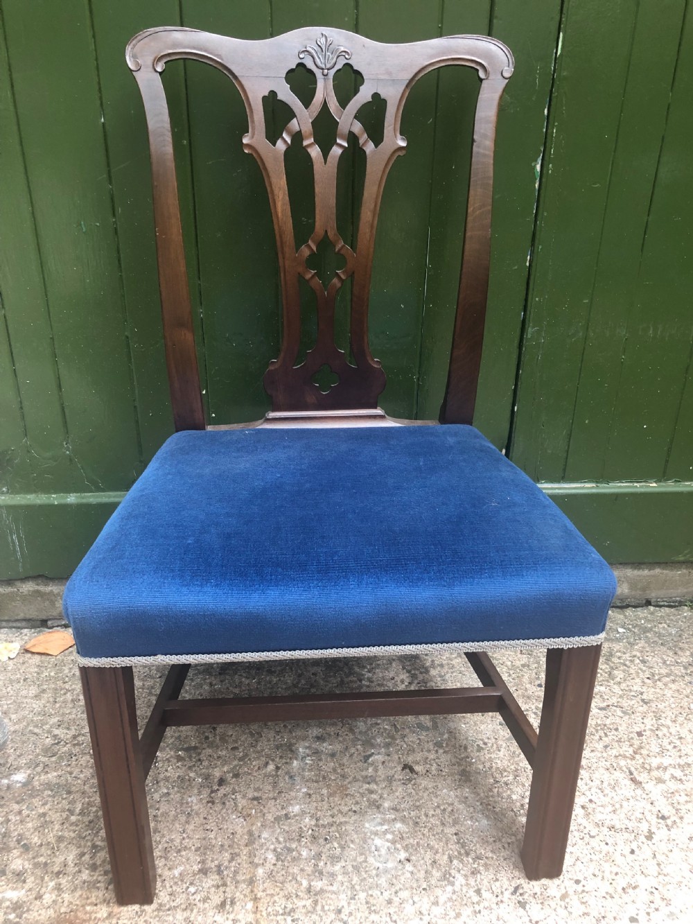 Set of 6 C18th George III period mahogany dining chairs of Chippendale design . View IX