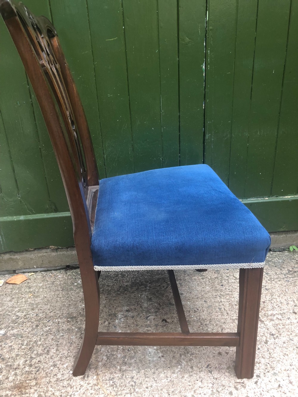 Set of 6 C18th George III period mahogany dining chairs of Chippendale design . View XI