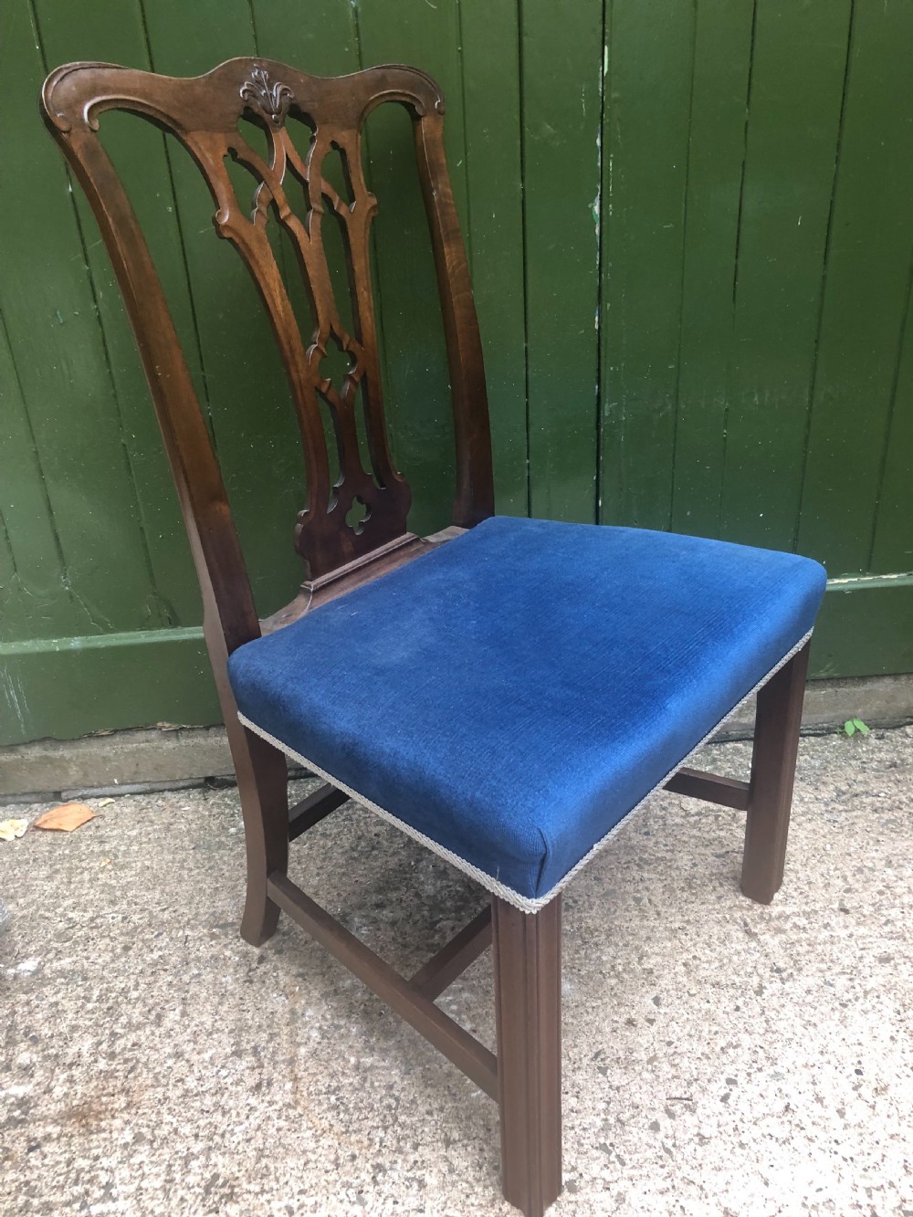 Set of 6 C18th George III period mahogany dining chairs of Chippendale design . View XII