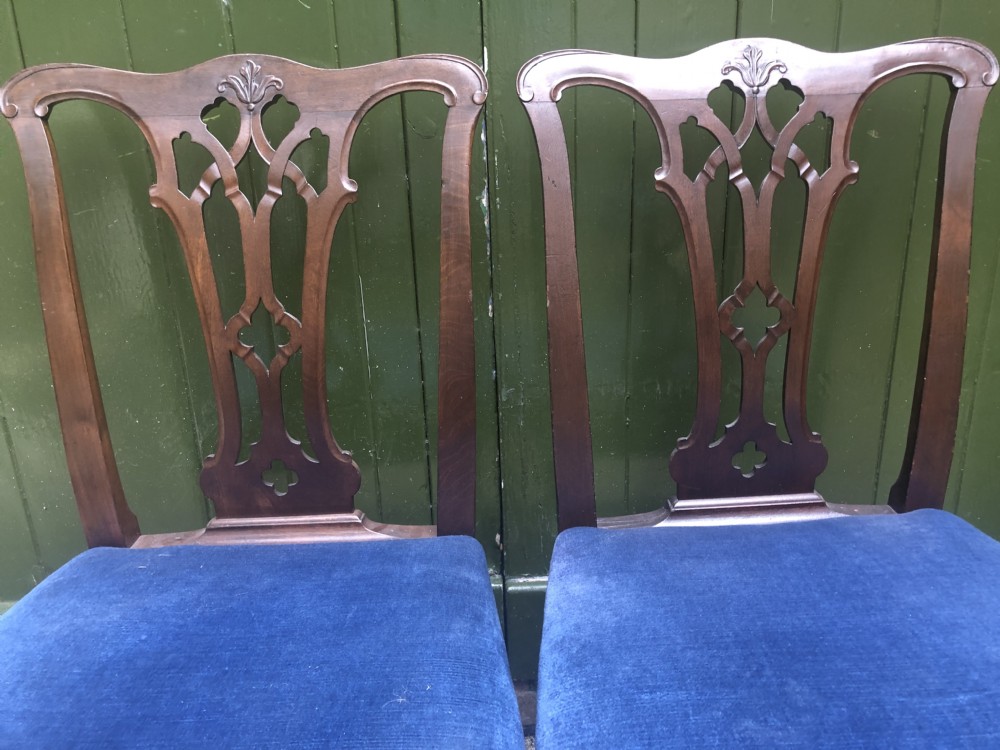 Set of 6 C18th George III period mahogany dining chairs of Chippendale design . View XVII
