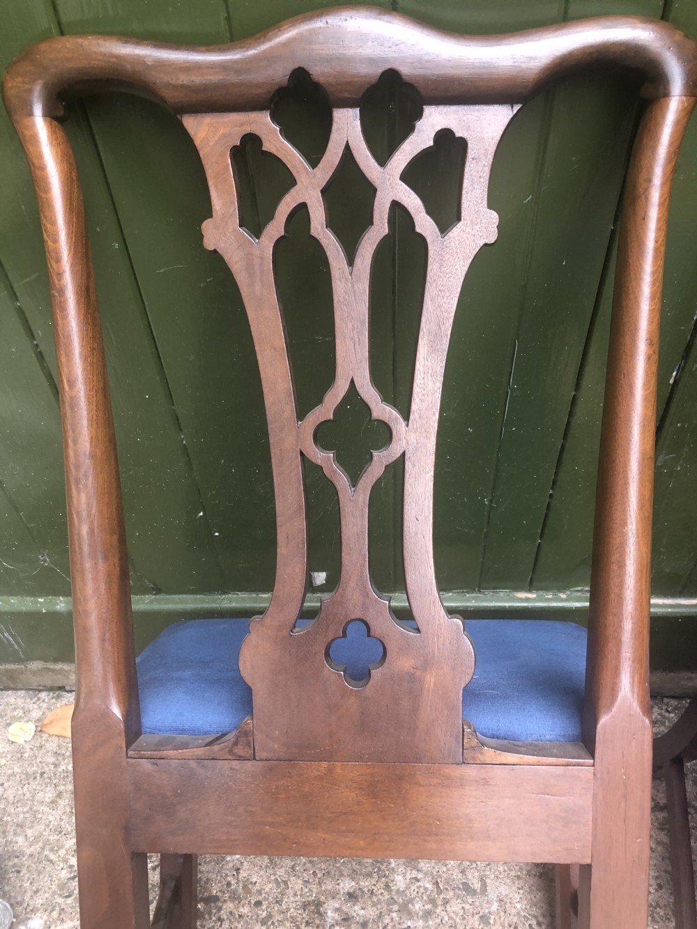 Set of 6 C18th George III period mahogany dining chairs of Chippendale design . View XVIII