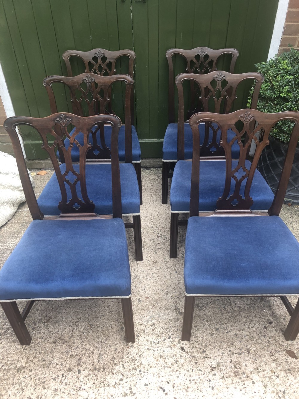 Set of 6 C18th George III period mahogany dining chairs of Chippendale design . View XXII