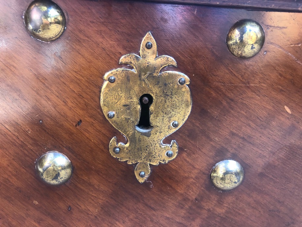 C18th Dutch East Indies teak and cedar chest with gilt-brass and bronze fittings. View III