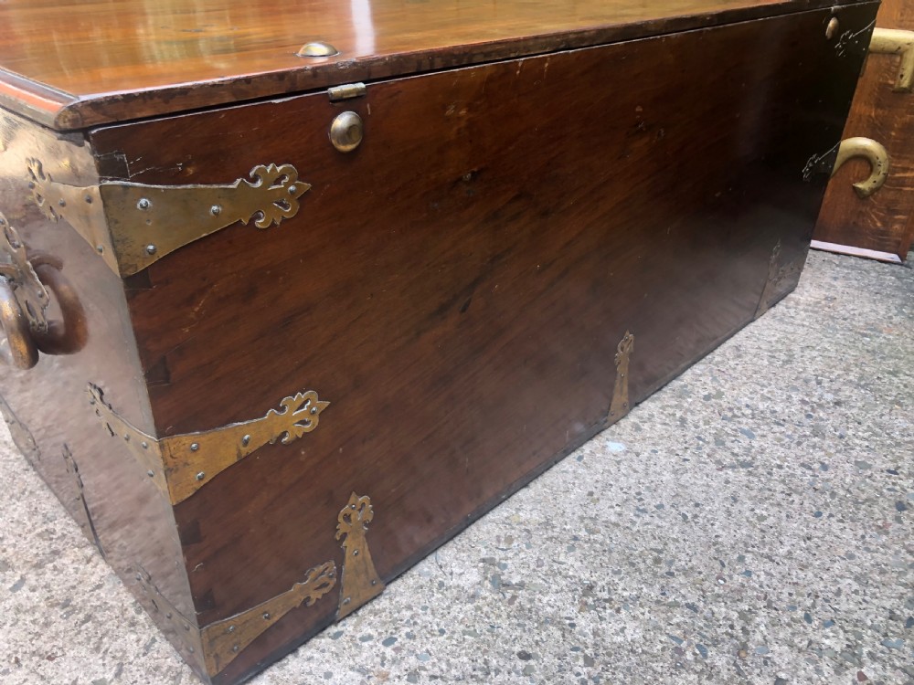 C18th Dutch East Indies teak and cedar chest with gilt-brass and bronze fittings. View XII